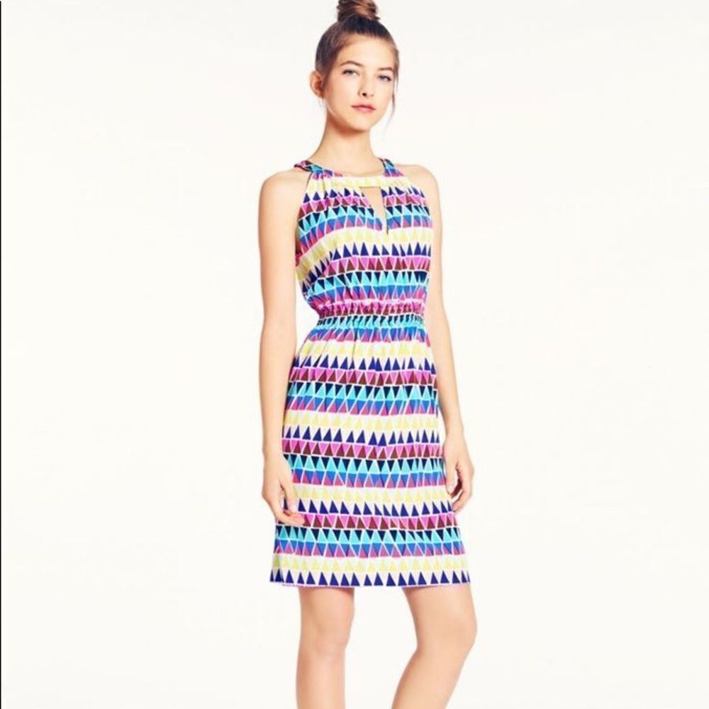 Kate Spade Ellina Blouson Silk Geometric Print Dress Size 8